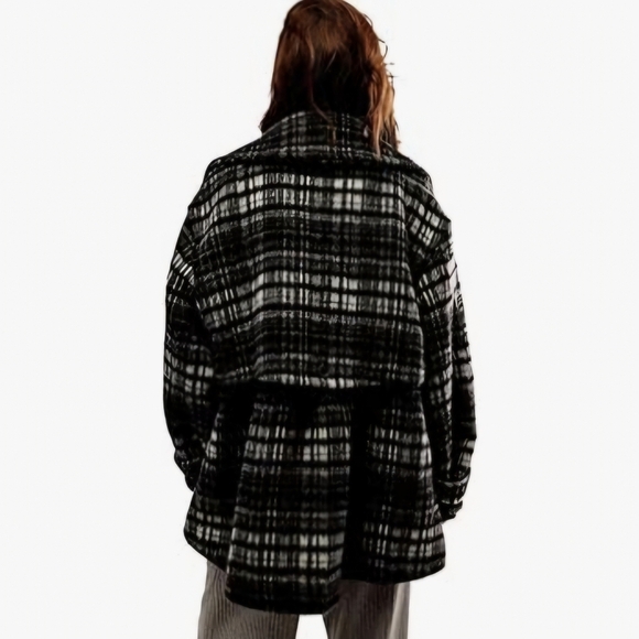 Free People Womens Highlands Wool Blend Plaid Pea Coat - Picture 7 of 7